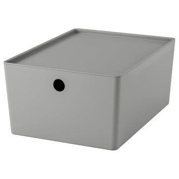 Контейнер із кришкою IKEA KUGGIS 26x35x15 см Сірий 695.967.62 695.967.62 ➜ Пакуємо МИ📦 фото