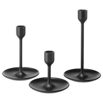 Набор подсвечников IKEA FULLTALIG 3 предмета Черные 403.421.34 403.421.34 ➜ Пакуємо МИ📦 фото