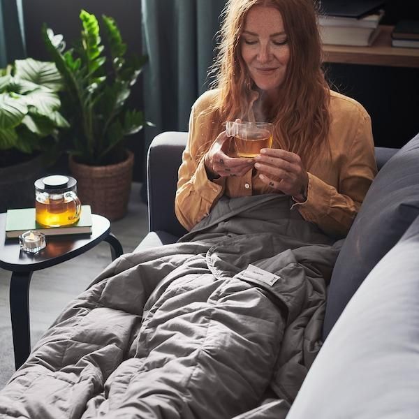 Ковдра обтяжена IKEA ODONVIDE 150х200 см Сіра 805.033.23 805.033.23 ➜ Пакуємо МИ📦 фото