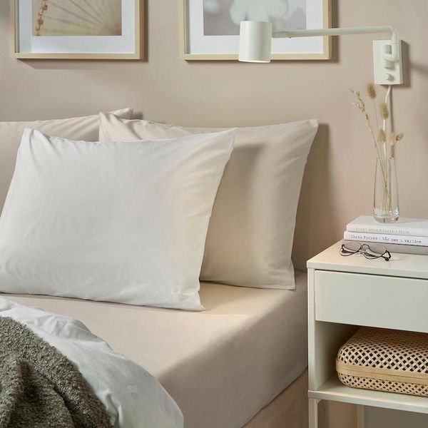 Простыня IKEA DVALA 80х200 см Бежевая 303.967.64 303.967.64 ➜ Пакуємо МИ📦 фото
