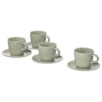 Набор чашек с блюдцами IKEA F&Auml;RGKLAR 8 предметов Зеленые 704.781.59 704.781.59 ➜ Пакуємо МИ📦 фото