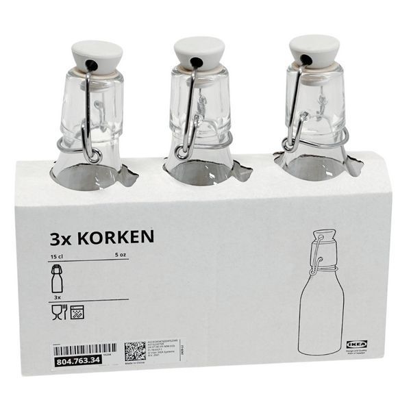 Набор бутылок с крышкой IKEA KORKEN (ИКЕА КОРКЕН). 80476334. 3 предмета 804.763.34 ➜ Пакуємо МИ📦 фото