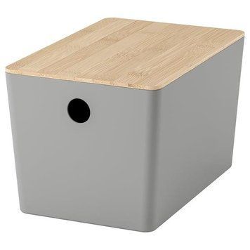 Контейнер з кришкою IKEA KUGGIS 18x26x15 см Світло-сірий/бамбук 895.968.17 895.968.17 ➜ Пакуємо МИ📦 фото