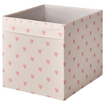 Коробка для зберігання IKEA REGNBROMS 33x38x33 см Рожева в сердечка 705.553.55 705.553.55 ➜ Пакуємо МИ📦 фото