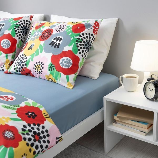 Простыня на резинке IKEA BRUKSVARA 160x200 см Голубая 605.786.49 605.786.49 ➜ Пакуємо МИ📦 фото