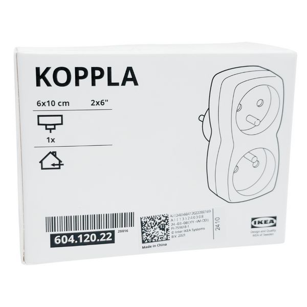 Подвійна розетка - адаптер IKEA KOPPLA Білий 604.120.22 604.120.22 ➜ Пакуємо МИ📦 фото