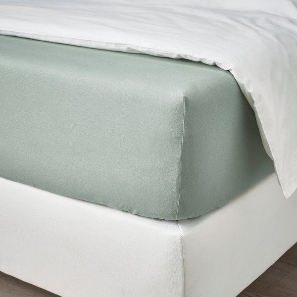 Простыня IKEA DVALA 140х200 см Серо-зеленая 405.496.29 405.496.29 ➜ Пакуємо МИ📦 фото