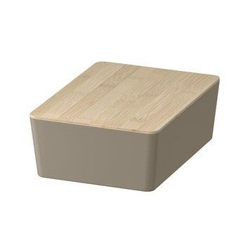 Контейнер з кришкою IKEA KUGGIS 18x26x8 см Темно-сірий/бамбук 995.826.12 995.826.12 ➜ Пакуємо МИ📦 фото