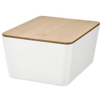 Контейнер із кришкою IKEA KUGGIS 13x18x8 см Білий / бамбук 695.612.82 695.612.82 ➜ Пакуємо МИ📦 фото